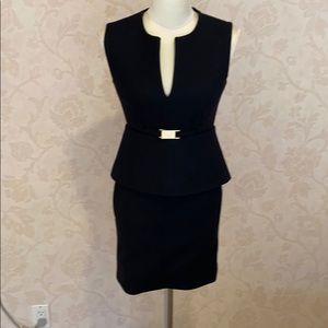 Diane Von Furstenberg Navy Peplum Dress w/ belt